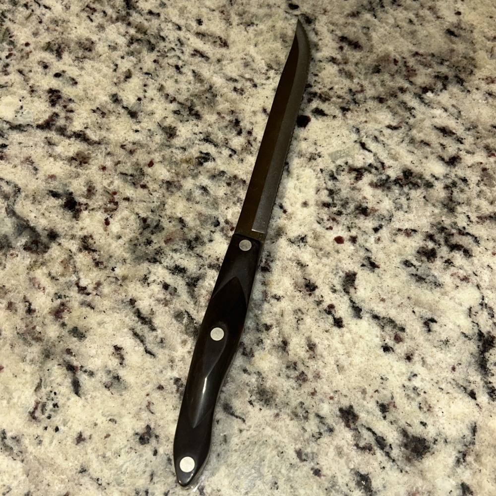 CUTCO Carving Set 1729 KJ Petite‎ Carver Knife Dark Brown Handle Serrated J6